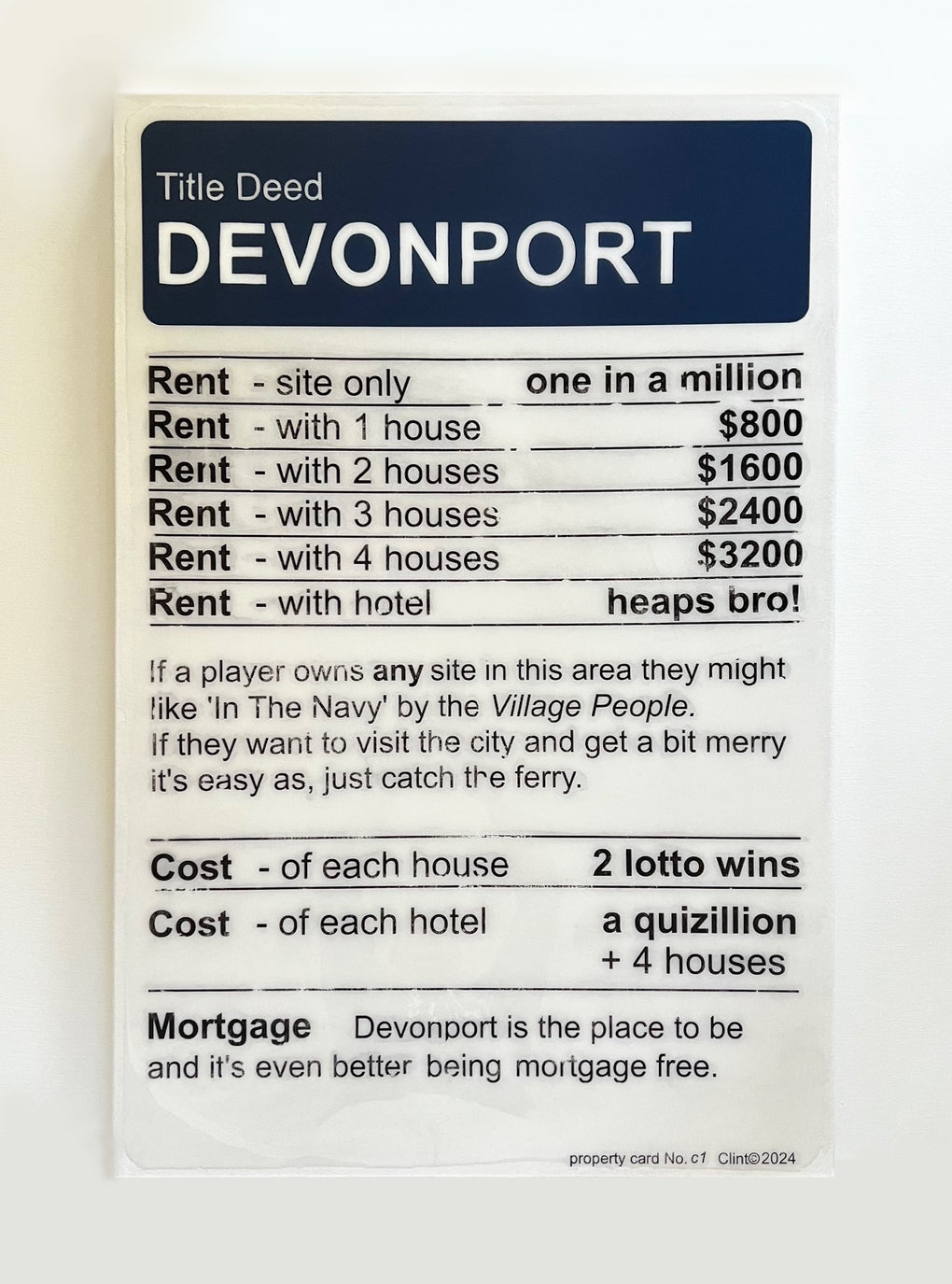 Title Deed Devonport c1