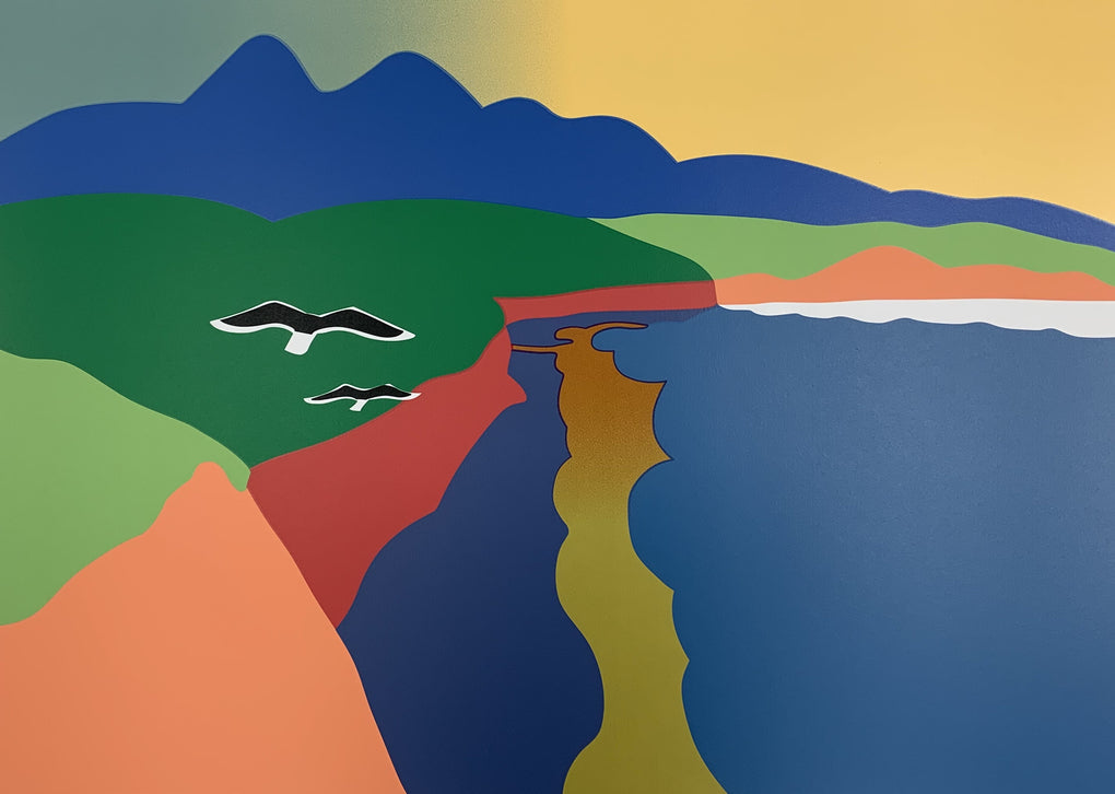 Blackback Gulls Over Back Beach