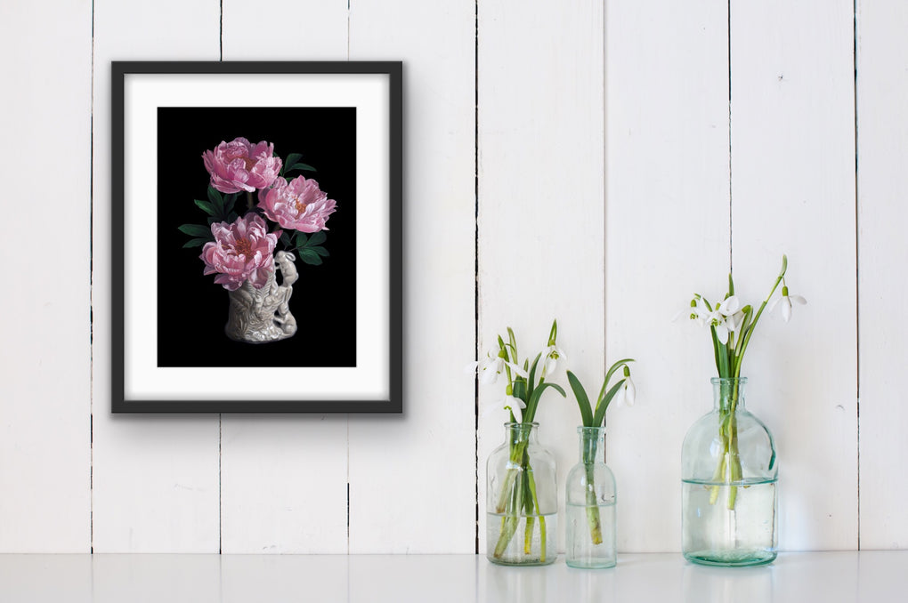 Bunnies Play in the Peonies