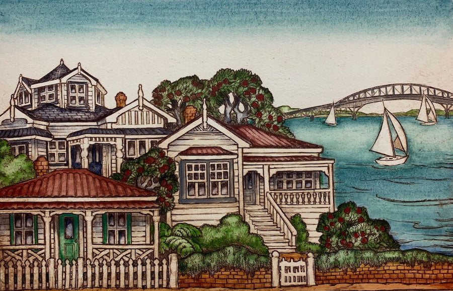 Houses and Harbour, Auckland