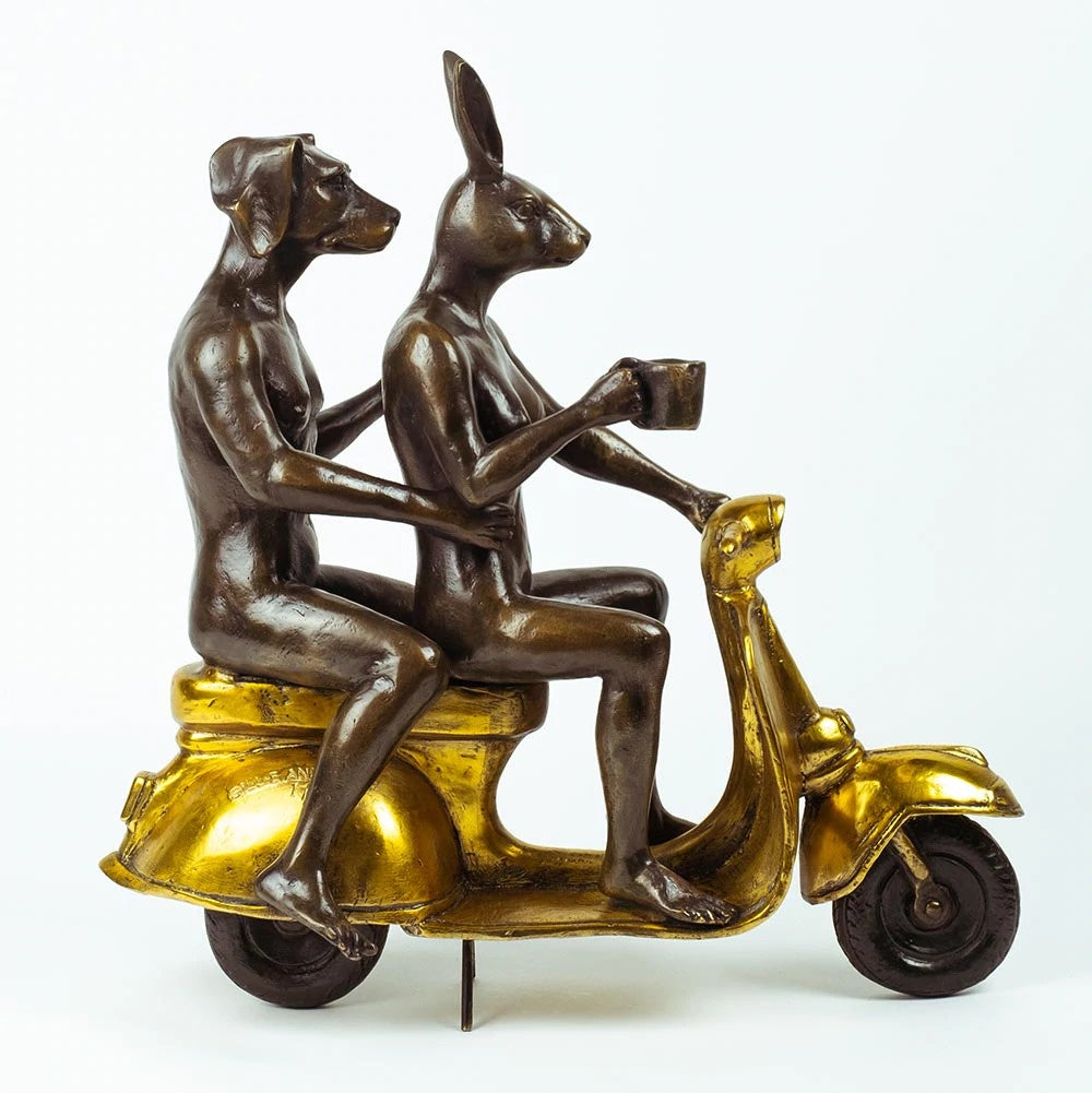 Their morning ride started with coffee and a kiss