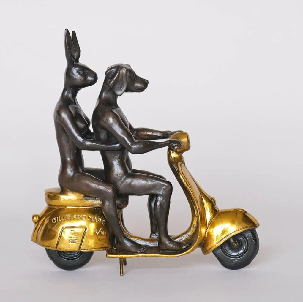They were the authentic vespa riders in Rome (gold patina)