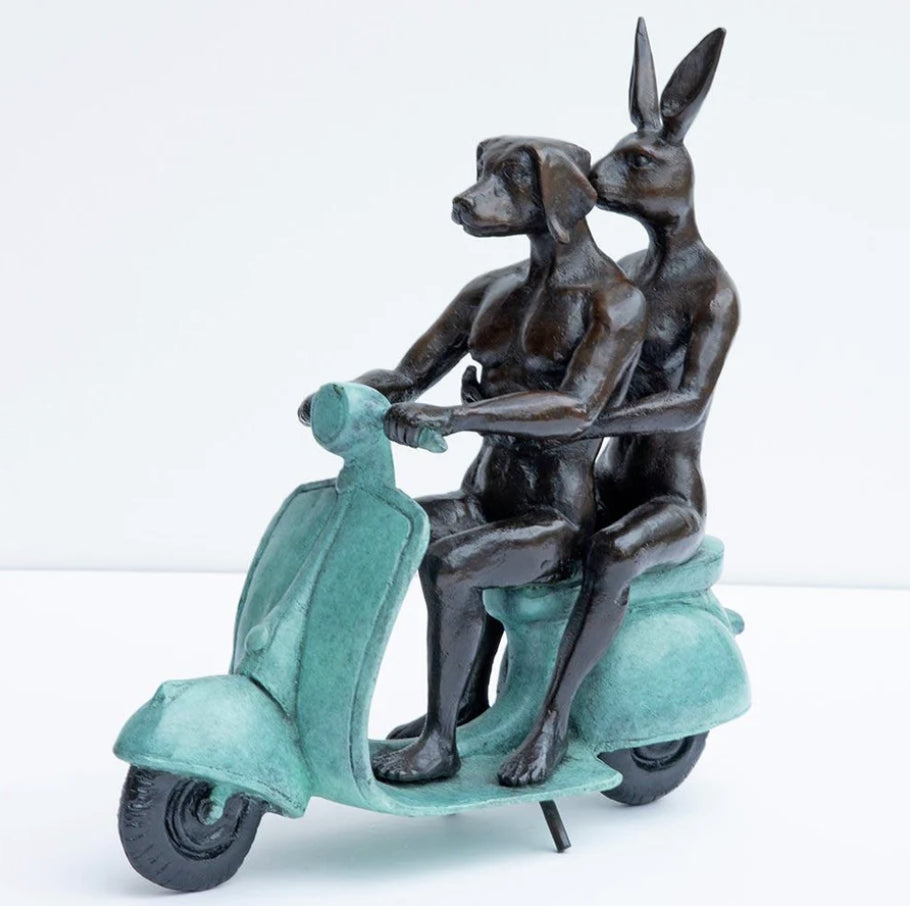 They Were the Authentic Vespa Riders in Rome (green patina)