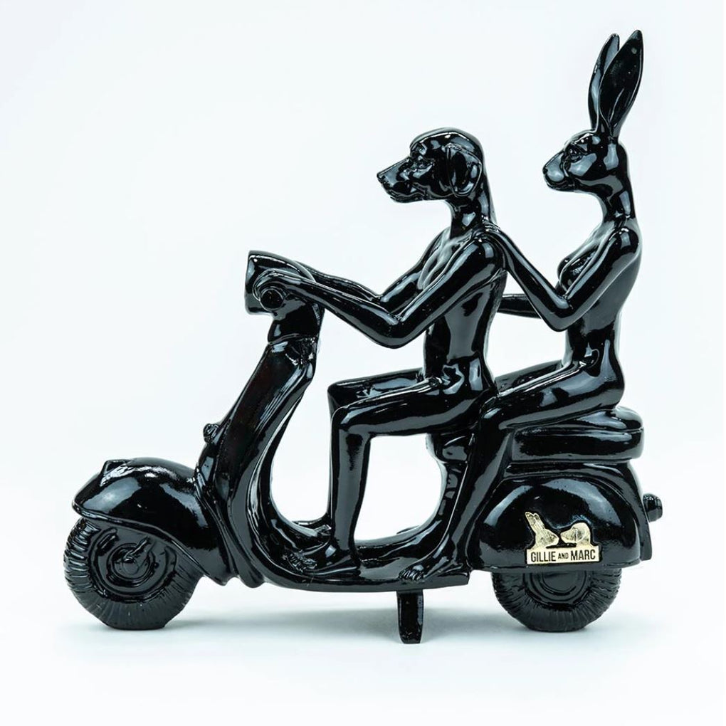 Happy Mini Vespa Riders (black)