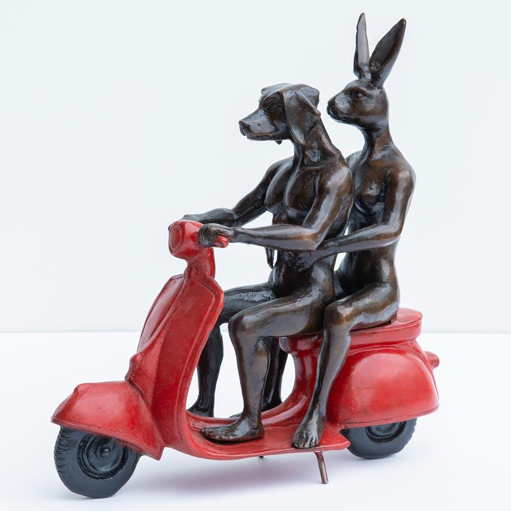 They were authentic vespa riders in Rome (red)